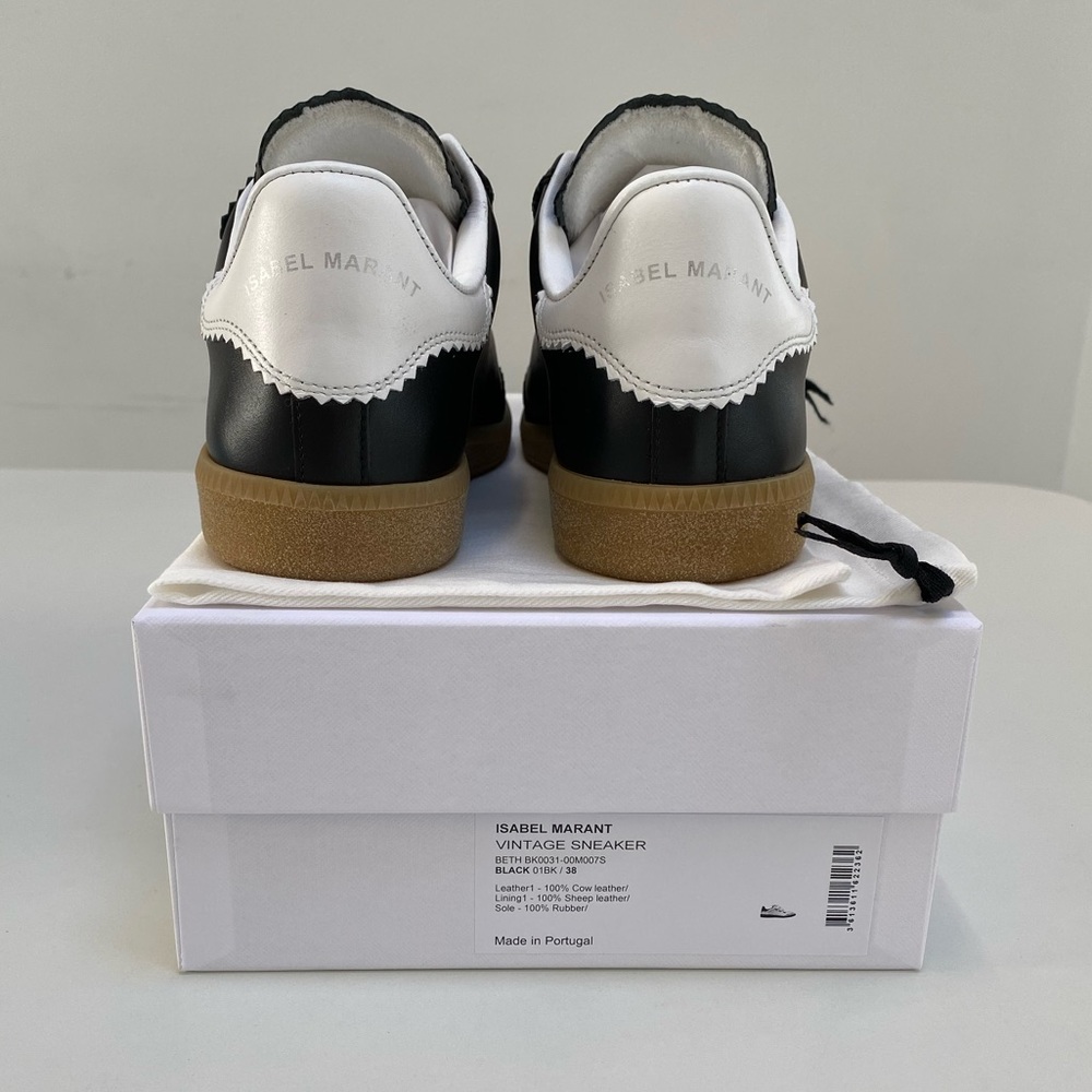 Isabel Marant Beth Sneaker in Black Leather/Gum Sole sz 38 New in Box - Picture 6 of 10